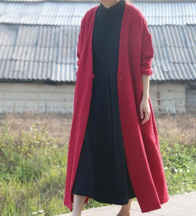 hand knitted women cardigan with artisanal charmSolid Color Cotton Linen Warm Mid- Length Cardigan hand knitted women cardigan with artisanal charmSolid Color Cotton Linen Warm Mid- Length Cardigan