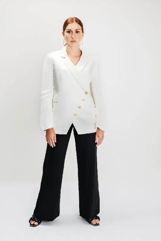 Oversized Women's Checkered Blazers in Black and White for a Trendy StyleStella Asymmetric Linen Blazer Oversized Women's Checkered Blazers in Black and White for a Trendy StyleStella Asymmetric Linen Blazer