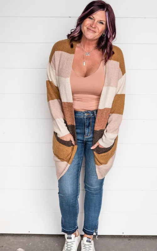 ribbed women cardigan with a classic textureStriped Cardigan Multi Pink - Final Sale ribbed women cardigan with a classic textureStriped Cardigan Multi Pink - Final Sale