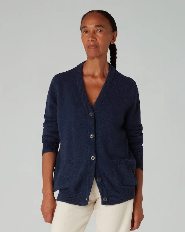 cropped women cardigan to pair with high - waisted jeansThe CARDIGAN / 2.0 - Navy Marl cropped women cardigan to pair with high - waisted jeansThe CARDIGAN / 2.0 - Navy Marl