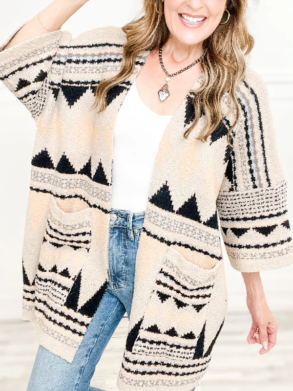 floral print women cardigan for a feminine touchTribal Pattern Luxury Soft Cardigan with Pockets floral print women cardigan for a feminine touchTribal Pattern Luxury Soft Cardigan with Pockets