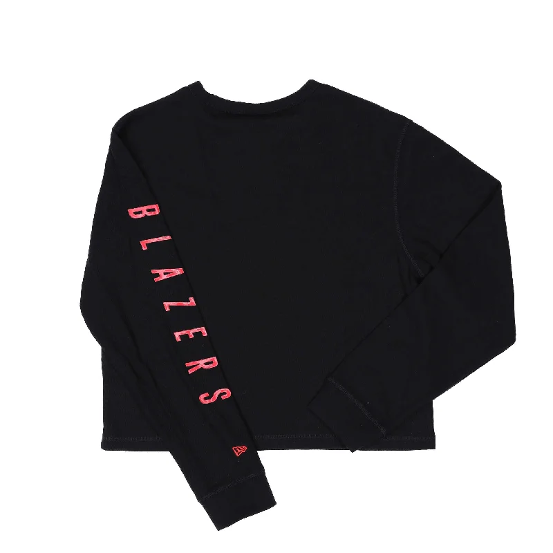 Women's Slim - Fit Blazers in Charcoal Gray for a Professional AppearancePortland Trail Blazers New Era Women's Waffle Knit Long Sleeve Crop Top Women's Slim - Fit Blazers in Charcoal Gray for a Professional AppearancePortland Trail Blazers New Era Women's Waffle Knit Long Sleeve Crop Top