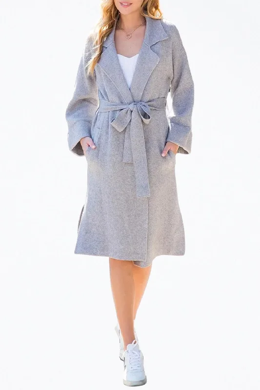 Belted Women's Cotton Blend Sweater Dresses for a Casual LookBelted Knit Cardigan In Heather Grey Belted Women's Cotton Blend Sweater Dresses for a Casual LookBelted Knit Cardigan In Heather Grey