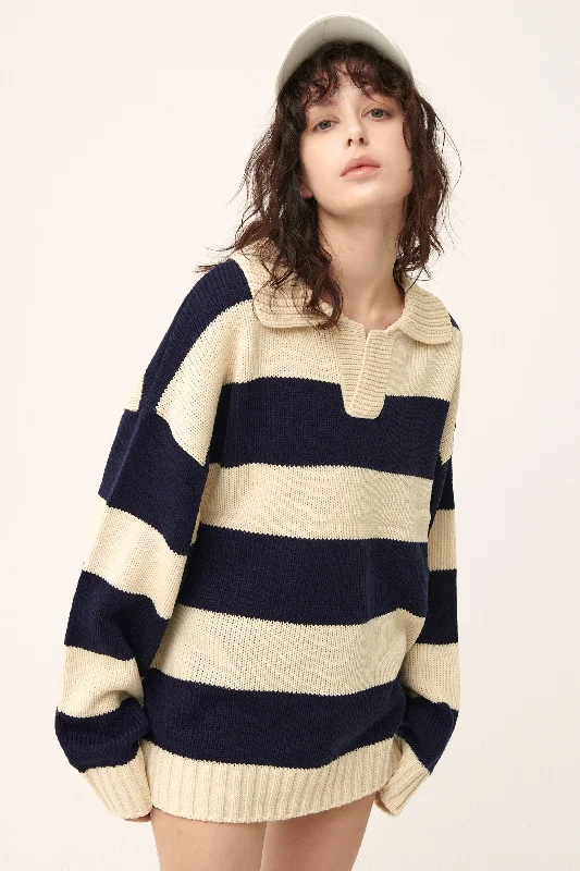 Plus Size Women's Off - Shoulder Ruffled Hem Sweater in Pink for a Feminine and Flirty LookBlake Oversized Varsity Sweater Plus Size Women's Off - Shoulder Ruffled Hem Sweater in Pink for a Feminine and Flirty LookBlake Oversized Varsity Sweater