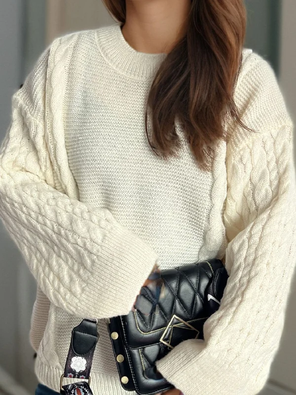Plus Size Women's Button - Down Sweater in Mustard Yellow for a Pop of ColorCable-Knit Round Neck Long Sleeve Sweater Plus Size Women's Button - Down Sweater in Mustard Yellow for a Pop of ColorCable-Knit Round Neck Long Sleeve Sweater