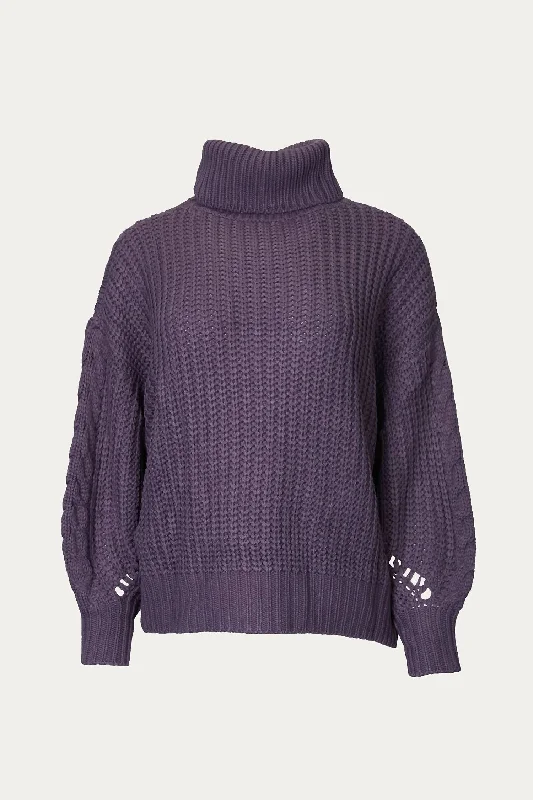 Short Sleeve Women's Cashmere Sweater Dresses in Pastel HuesCable-Knit Turtleneck Sweater In Dark Purple Grey Short Sleeve Women's Cashmere Sweater Dresses in Pastel HuesCable-Knit Turtleneck Sweater In Dark Purple Grey