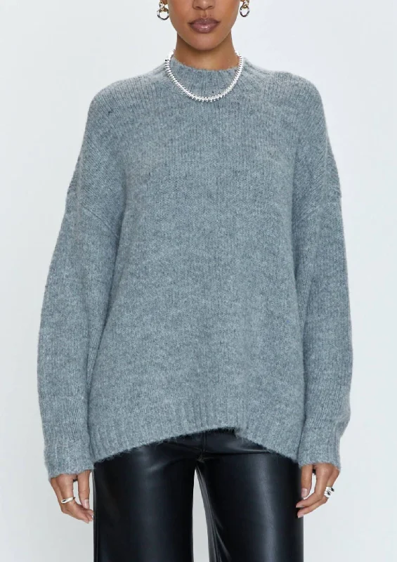 Cowl Neck Women's Cashmere Blend Sweater Dresses for WinterCarlen Mock Neck Sweater In Heather Grey Cowl Neck Women's Cashmere Blend Sweater Dresses for WinterCarlen Mock Neck Sweater In Heather Grey