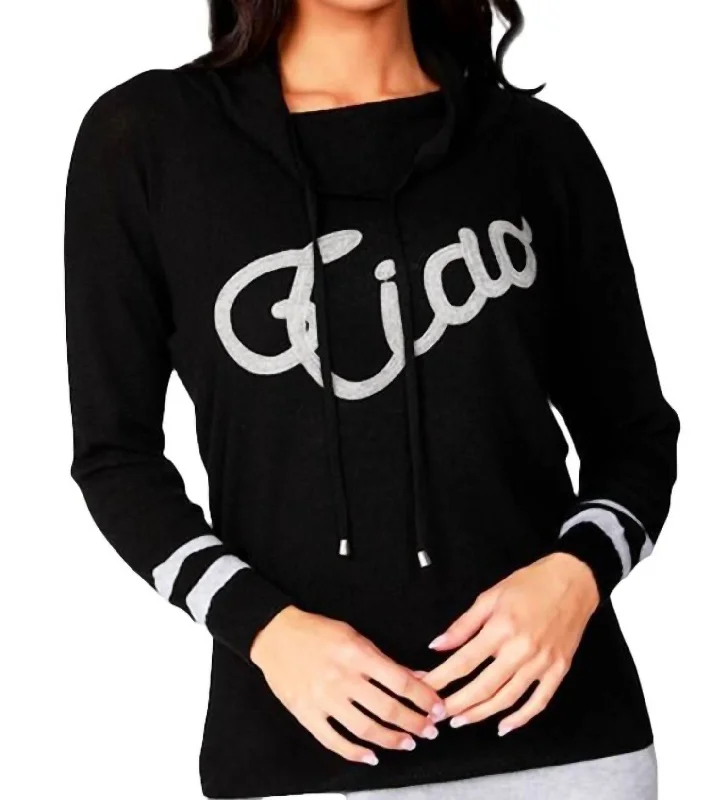 Plus Size Women's Open - Front Cardigan Style Sweater DressesCiao Crew Neck Sweater In Black/gray Plus Size Women's Open - Front Cardigan Style Sweater DressesCiao Crew Neck Sweater In Black/gray