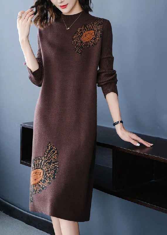 Women's Cropped Cable - Knit Merino Wool Sweater in Beige for a Trendy Fall OutfitCoffee Jacquard Thick Knit Dress Stand Collar Winter Women's Cropped Cable - Knit Merino Wool Sweater in Beige for a Trendy Fall OutfitCoffee Jacquard Thick Knit Dress Stand Collar Winter