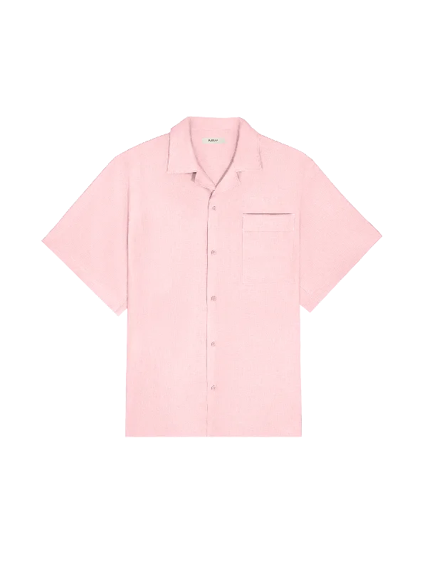 Crop Top Women T Shirt to Pair with High - Waisted BottomsWomens DNA Aloe Linen Camp Collar Shirt—magnolia pink Crop Top Women T Shirt to Pair with High - Waisted BottomsWomens DNA Aloe Linen Camp Collar Shirt—magnolia pink
