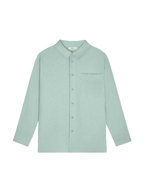 Sequined Women T Shirt for a Sparkly Night OutWomens DNA Aloe Linen Collared Long Sleeve Shirt—eucalyptus blue Sequined Women T Shirt for a Sparkly Night OutWomens DNA Aloe Linen Collared Long Sleeve Shirt—eucalyptus blue