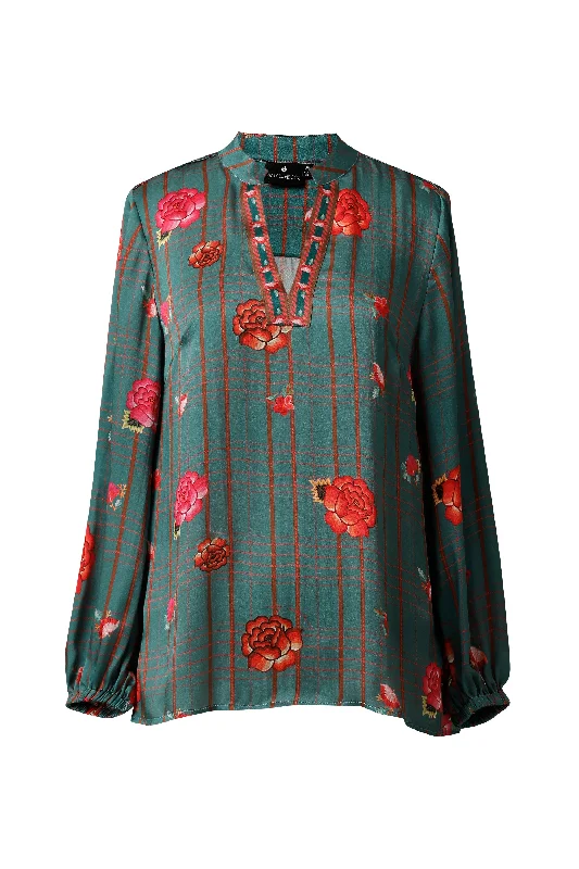 Women's Sequined Trimmed Sweater in Gold for a Glamorous Party LookEmily Lovelock Silk Deep Emerald Blouse Women's Sequined Trimmed Sweater in Gold for a Glamorous Party LookEmily Lovelock Silk Deep Emerald Blouse