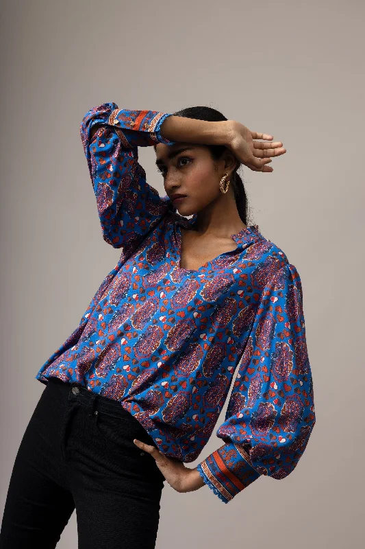 Women's Fair Isle Patterned Wool Sweater in Multicolor for a Traditional Holiday VibeEmily Lovelock Directoire Blue Blouse Women's Fair Isle Patterned Wool Sweater in Multicolor for a Traditional Holiday VibeEmily Lovelock Directoire Blue Blouse
