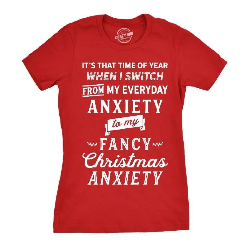 Pocketed Women T Shirt for Added FunctionalityFancy Christmas Anxiety Women's T Shirt Pocketed Women T Shirt for Added FunctionalityFancy Christmas Anxiety Women's T Shirt