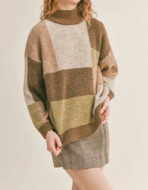 Mini - Length Women's Chunky Knit Sweater Dresses in Bold HuesForest Walk Mock Turtleneck Sweater In Multi Mini - Length Women's Chunky Knit Sweater Dresses in Bold HuesForest Walk Mock Turtleneck Sweater In Multi