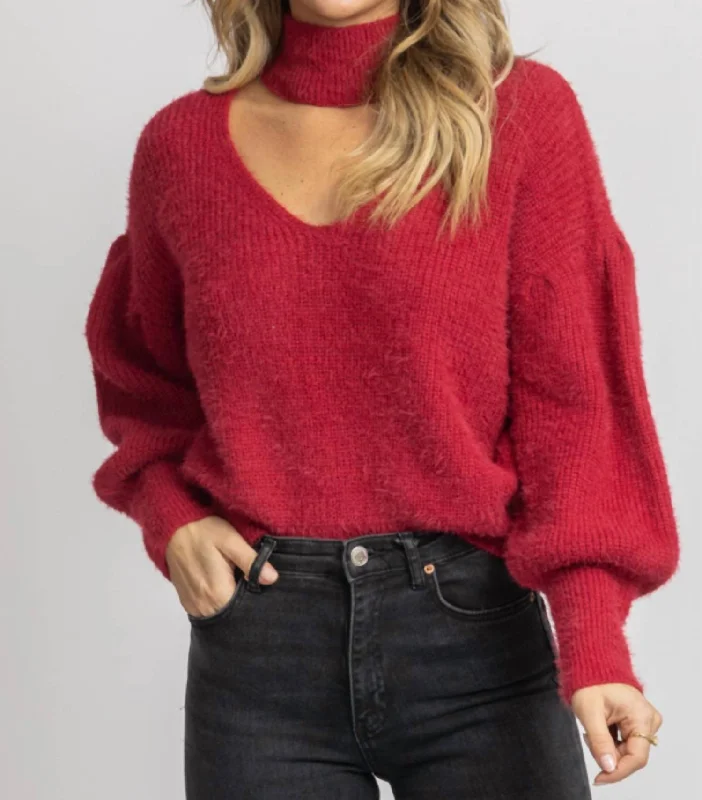 Knee - Length Women's Wool Blend Sweater Dresses in Neutral ColorsFuzzy Open Neck Turtleneck Sweater In Red Knee - Length Women's Wool Blend Sweater Dresses in Neutral ColorsFuzzy Open Neck Turtleneck Sweater In Red