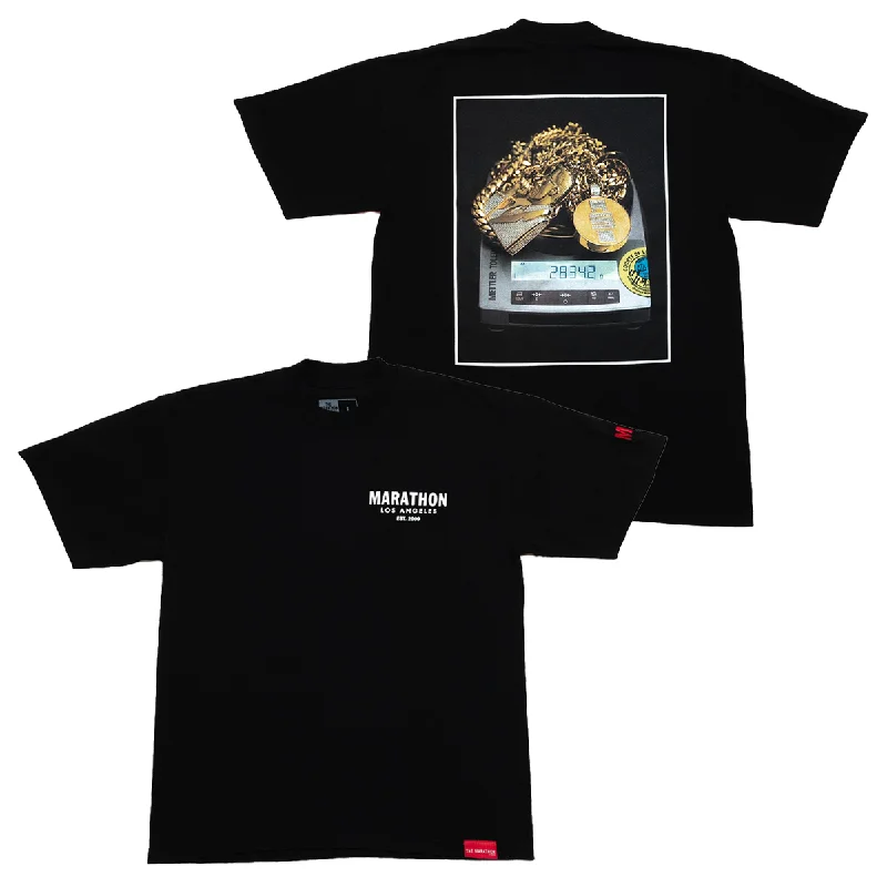 Pocketed Women T Shirt for Added FunctionalityGrams & Gold Chains (Photo) T-shirt - Black/White Pocketed Women T Shirt for Added FunctionalityGrams & Gold Chains (Photo) T-shirt - Black/White