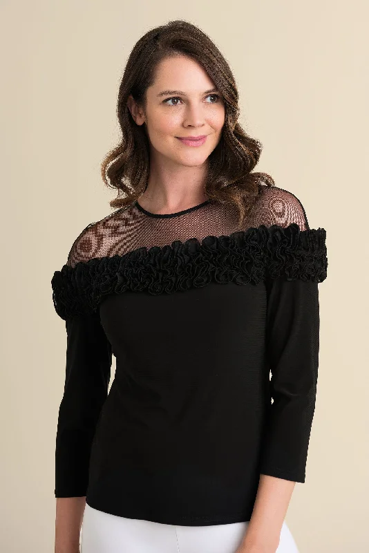 Plus Size Women's Mock - Neck Sweater in Teal with a Side Slit for a Modern TwistJoseph Ribkoff Illusion Neckline Top Plus Size Women's Mock - Neck Sweater in Teal with a Side Slit for a Modern TwistJoseph Ribkoff Illusion Neckline Top
