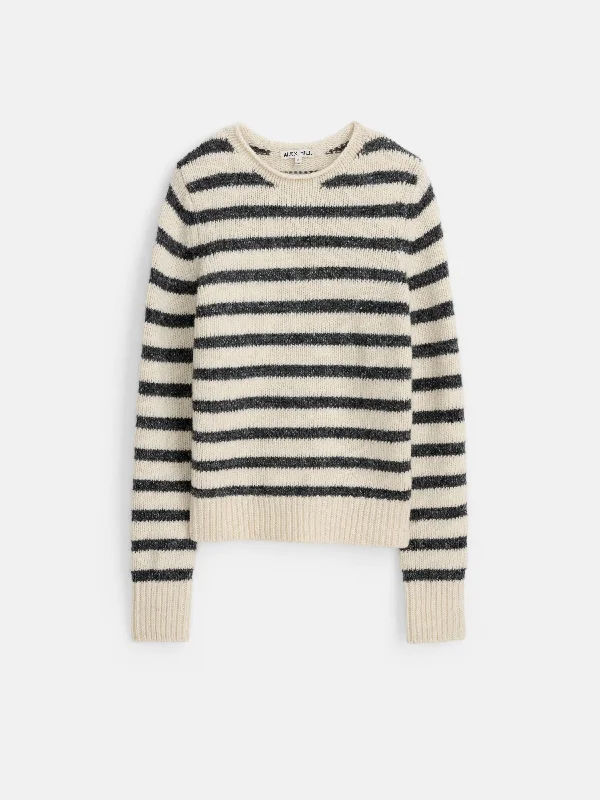 Plus Size Women's V - Neck Long - Sleeve Ribbed Cotton Sweater in Navy for a Classic StyleJaime Striped Sweater Plus Size Women's V - Neck Long - Sleeve Ribbed Cotton Sweater in Navy for a Classic StyleJaime Striped Sweater