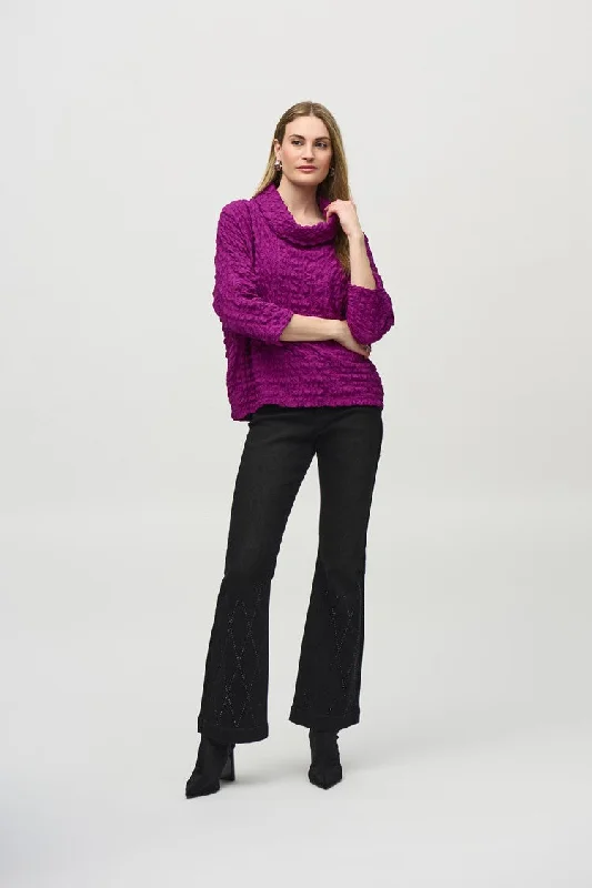 Plus Size Women's Embroidered Floral Patterned Sweater in White for a Spring - Inspired LookJoseph Ribkoff Purple Woven Jacquard Boxy Top Plus Size Women's Embroidered Floral Patterned Sweater in White for a Spring - Inspired LookJoseph Ribkoff Purple Woven Jacquard Boxy Top