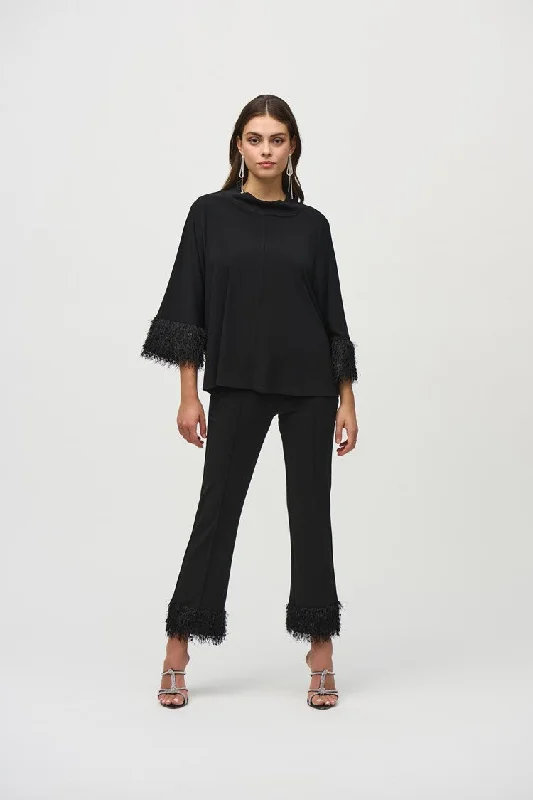 Plus Size Women's V - Neck Long - Sleeve Ribbed Cotton Sweater in Navy for a Classic StyleJoseph Ribkoff Black Silky Knit Trapeze Top with Novelty Cuffs Plus Size Women's V - Neck Long - Sleeve Ribbed Cotton Sweater in Navy for a Classic StyleJoseph Ribkoff Black Silky Knit Trapeze Top with Novelty Cuffs