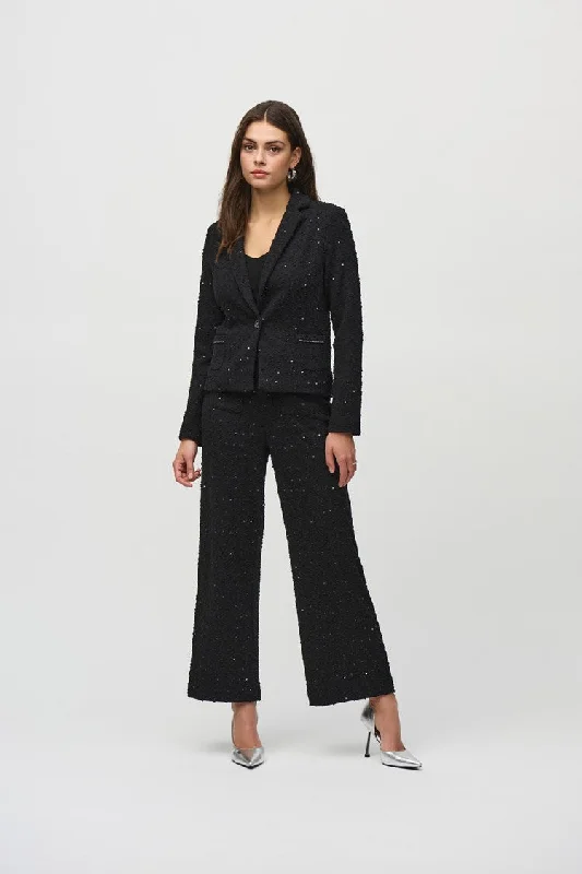 Plus Size Women's Open - Front Cardigan Sweater in Burgundy with Buttons for a Stylish LayerJoseph Ribkoff Black Sequin Bouclé Blazer with Chain Trim Detail Plus Size Women's Open - Front Cardigan Sweater in Burgundy with Buttons for a Stylish LayerJoseph Ribkoff Black Sequin Bouclé Blazer with Chain Trim Detail