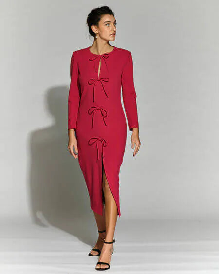Women's Ribbed Bodycon Sweater in Red for a Sexy and Figure - Hugging LookMoskada Pink Bora Bora Dress Women's Ribbed Bodycon Sweater in Red for a Sexy and Figure - Hugging LookMoskada Pink Bora Bora Dress