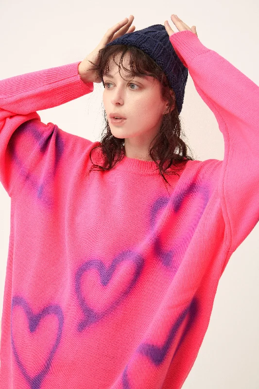 Women's Fuzzy Mohair - Blend Sweater in Light Pink for a Soft and Cozy FeelRaya Heart Printed SweaterDress Women's Fuzzy Mohair - Blend Sweater in Light Pink for a Soft and Cozy FeelRaya Heart Printed SweaterDress