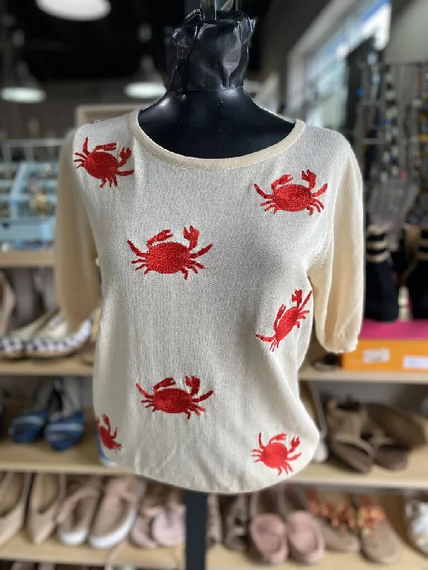 Women's Cropped Cable - Knit Merino Wool Sweater in Beige for a Trendy Fall OutfitPepaloves crab light sweater S Women's Cropped Cable - Knit Merino Wool Sweater in Beige for a Trendy Fall OutfitPepaloves crab light sweater S