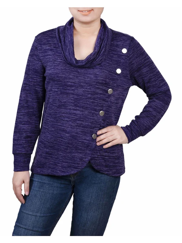 Mini - Length Women's Chunky Knit Sweater Dresses in Bold HuesPetites Womens Overlap Cowl Neck Button-Up Mini - Length Women's Chunky Knit Sweater Dresses in Bold HuesPetites Womens Overlap Cowl Neck Button-Up