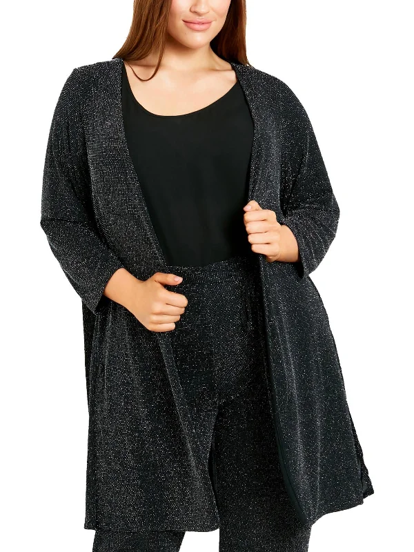 V - Neck Women's Ribbed Sweater Dresses with Belt for a Defined WaistPlus Womens Metallic Career Cardigan Sweater V - Neck Women's Ribbed Sweater Dresses with Belt for a Defined WaistPlus Womens Metallic Career Cardigan Sweater