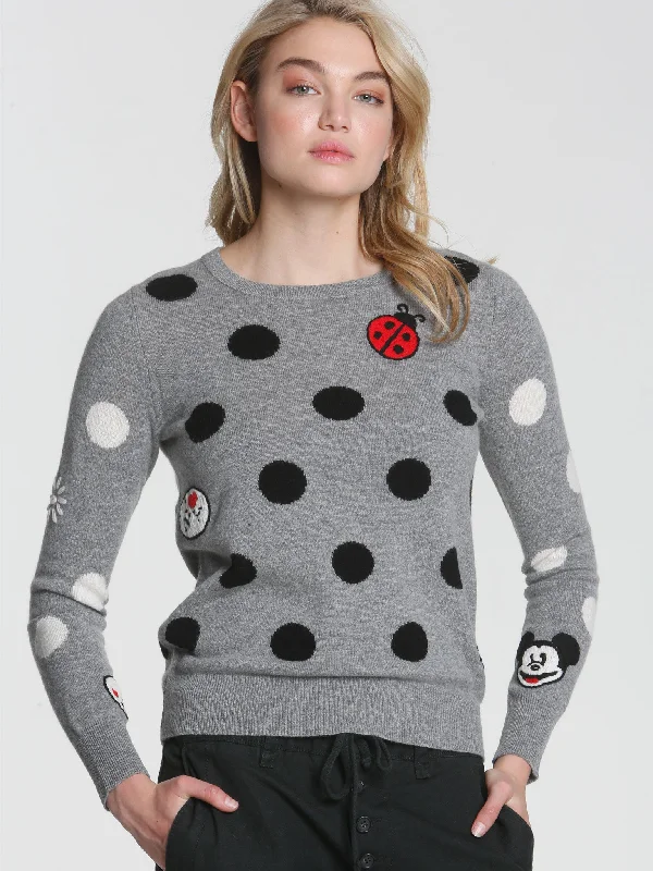 Plus Size Women's Zip - Up Fleece - Lined Sweater in Black for Extra Warmth in Cold WeatherPolka Dot Mix - Grey Plus Size Women's Zip - Up Fleece - Lined Sweater in Black for Extra Warmth in Cold WeatherPolka Dot Mix - Grey