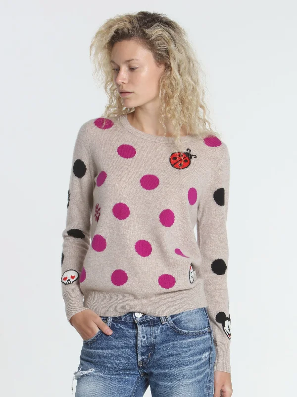 Plus Size Women's Open - Front Cardigan Sweater in Burgundy with Buttons for a Stylish LayerPolka Dot Mix - Oatmeal Plus Size Women's Open - Front Cardigan Sweater in Burgundy with Buttons for a Stylish LayerPolka Dot Mix - Oatmeal