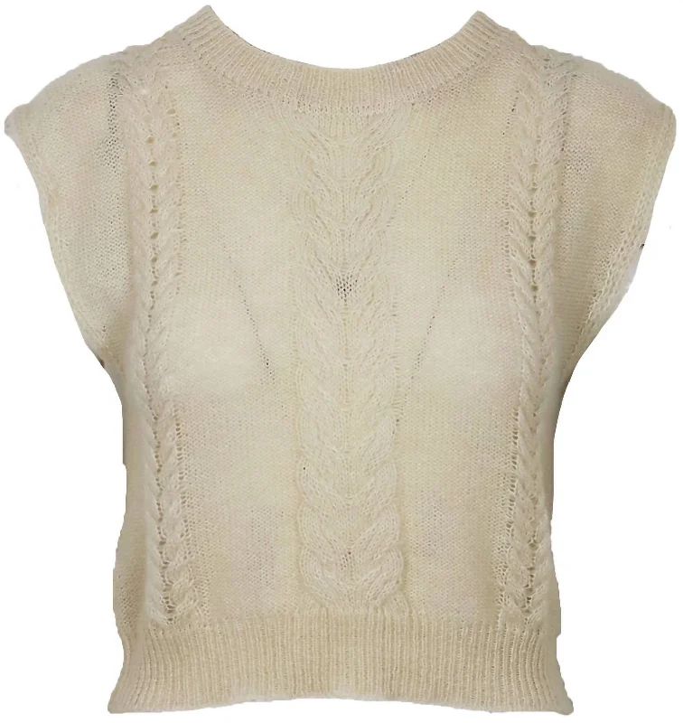 Midi - Length Women's Shetland Wool Sweater Dresses in Traditional PatternsQuentin Cable Knit Top In Cream Midi - Length Women's Shetland Wool Sweater Dresses in Traditional PatternsQuentin Cable Knit Top In Cream