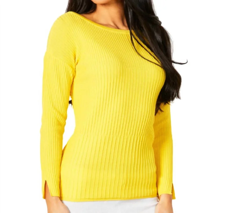 Plus Size Women's Fit - and - Flare Sweater Dresses with Ruffled HemRibbed Crew Neck Top In Lemon Plus Size Women's Fit - and - Flare Sweater Dresses with Ruffled HemRibbed Crew Neck Top In Lemon