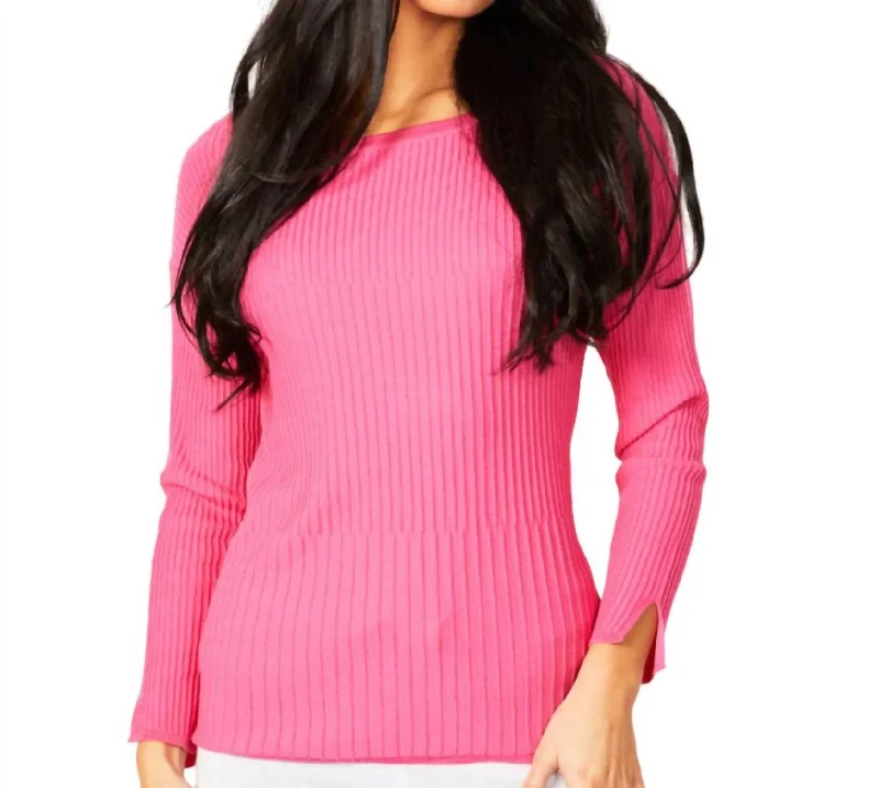 A - Line Women's Merino Wool Sweater Dresses in Classic StylesRibbed Crew Neck Top In Petal A - Line Women's Merino Wool Sweater Dresses in Classic StylesRibbed Crew Neck Top In Petal