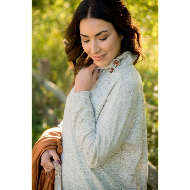 Women's Cable - Knit Sweater Dress in Brown for a Stylish and Comfortable One - Piece OptionSide Button Cowl Neck Women's Cable - Knit Sweater Dress in Brown for a Stylish and Comfortable One - Piece OptionSide Button Cowl Neck