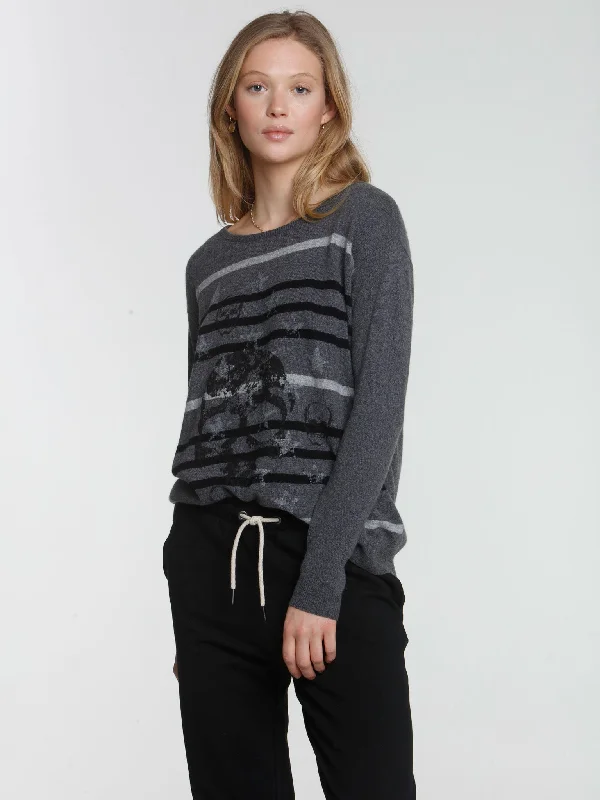Women's Fair Isle Patterned Wool Sweater in Multicolor for a Traditional Holiday VibeStarlet Stripe Crew - Charcoal Women's Fair Isle Patterned Wool Sweater in Multicolor for a Traditional Holiday VibeStarlet Stripe Crew - Charcoal