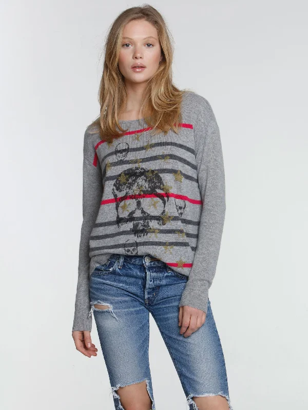Plus Size Women's Fringe - Trimmed Sweater in Beige for a Boho - Inspired StyleStarlet Stripe Crew - Grey Plus Size Women's Fringe - Trimmed Sweater in Beige for a Boho - Inspired StyleStarlet Stripe Crew - Grey