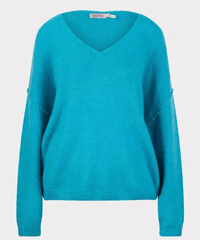 Belted Women's Cotton Blend Sweater Dresses for a Casual LookV Neck Sweater In Peacock Blue Belted Women's Cotton Blend Sweater Dresses for a Casual LookV Neck Sweater In Peacock Blue