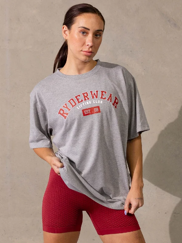 Plus Size Women T Shirt for a Comfortable and Flattering FitVarsity Oversized T-Shirt - Grey Marl Plus Size Women T Shirt for a Comfortable and Flattering FitVarsity Oversized T-Shirt - Grey Marl