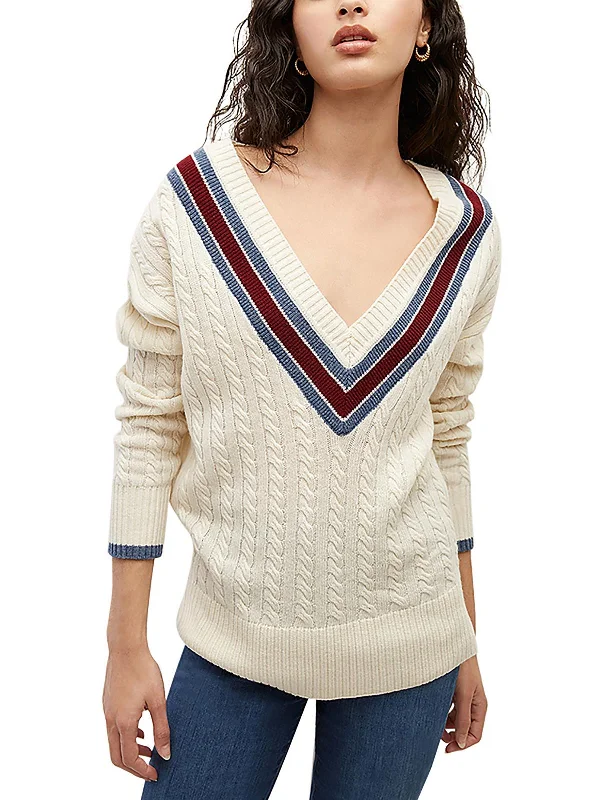 A - Line Women's Merino Wool Sweater Dresses in Classic StylesWomens Cable-Knit Ribbed Trim V-Neck Sweater A - Line Women's Merino Wool Sweater Dresses in Classic StylesWomens Cable-Knit Ribbed Trim V-Neck Sweater