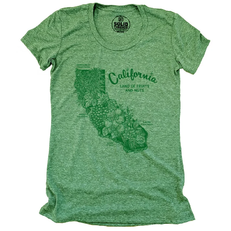 Crew Neck Women T Shirt with a Timeless DesignWomen's California Land of Fruits and Nuts T-shirt Crew Neck Women T Shirt with a Timeless DesignWomen's California Land of Fruits and Nuts T-shirt