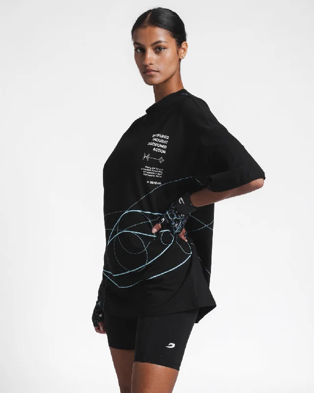 Moisture - Wicking Women T Shirt for Active LifestylesDisciplined Thought/Action Oversized T-Shirt - Black Moisture - Wicking Women T Shirt for Active LifestylesDisciplined Thought/Action Oversized T-Shirt - Black