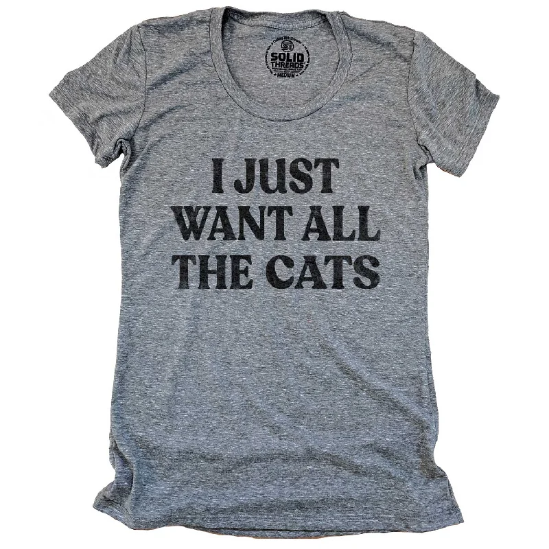 Organic Cotton Women T Shirt for Eco - Conscious WearersWomen's I Just Want All The Cats T-shirt Organic Cotton Women T Shirt for Eco - Conscious WearersWomen's I Just Want All The Cats T-shirt