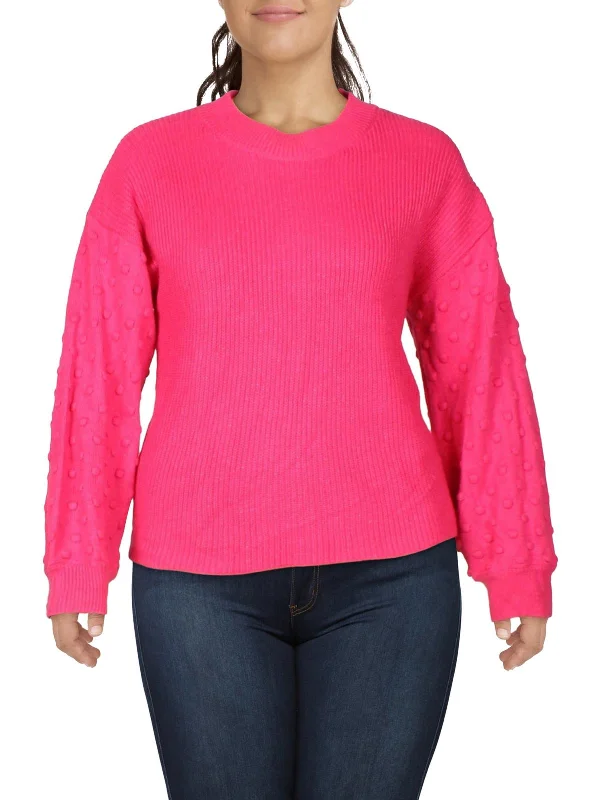 Plus Size Women's Turtleneck Sweater Dresses with Side SlitsWomens Raised Dots Crewneck Pullover Sweater Plus Size Women's Turtleneck Sweater Dresses with Side SlitsWomens Raised Dots Crewneck Pullover Sweater