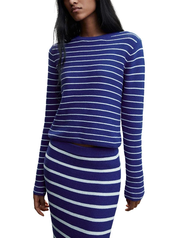 V - Neck Women's Ribbed Sweater Dresses with Belt for a Defined WaistWomens Striped Crewneck Pullover Sweater V - Neck Women's Ribbed Sweater Dresses with Belt for a Defined WaistWomens Striped Crewneck Pullover Sweater