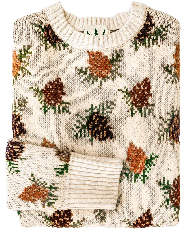 Plus Size Women's Fringe - Trimmed Sweater in Beige for a Boho - Inspired StyleWoodland Pine Sweater- Cream Plus Size Women's Fringe - Trimmed Sweater in Beige for a Boho - Inspired StyleWoodland Pine Sweater- Cream