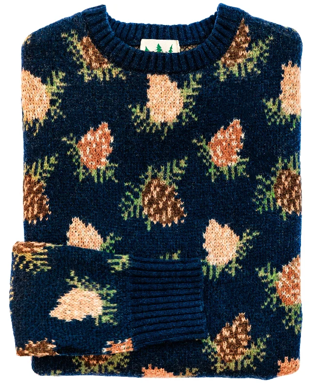 Plus Size Women's Pocket - Detail Sweater in Olive Green for a Practical and Fashionable PieceWoodland Pine Sweater- Navy Plus Size Women's Pocket - Detail Sweater in Olive Green for a Practical and Fashionable PieceWoodland Pine Sweater- Navy