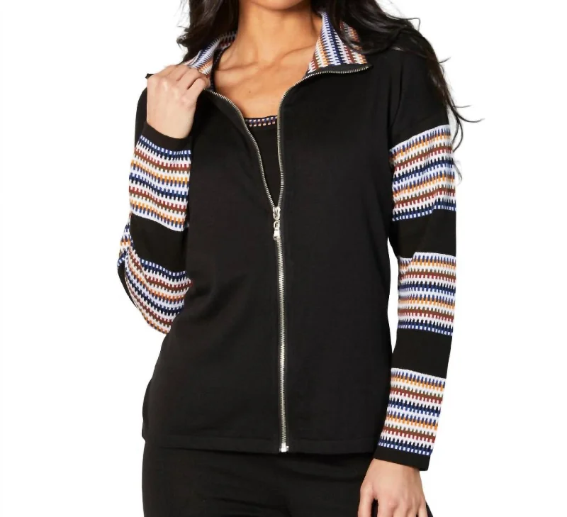 A - Line Women's Merino Wool Sweater Dresses in Classic StylesZip Collar Jacket In Black/multi A - Line Women's Merino Wool Sweater Dresses in Classic StylesZip Collar Jacket In Black/multi